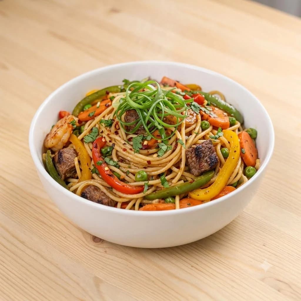 Stir Fry Spaghetti menu presentation