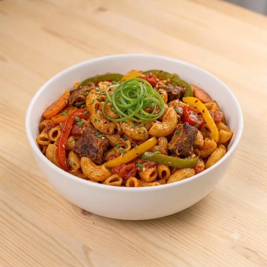 Jollof Macaroni prepared by FEEDARR